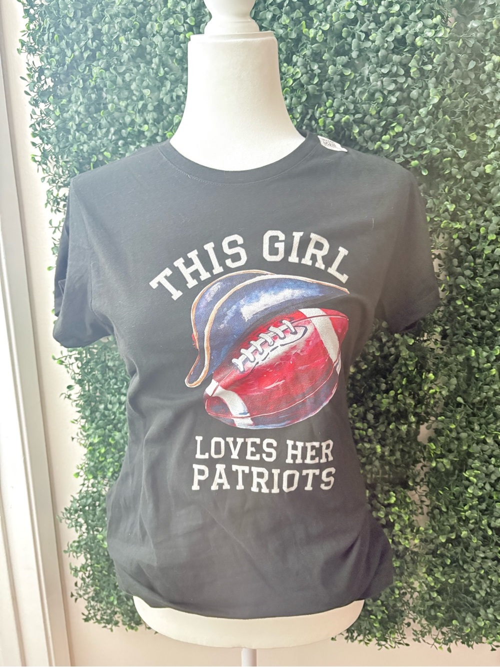 This Girl Loves Her Patriots Graphic Tee - Black